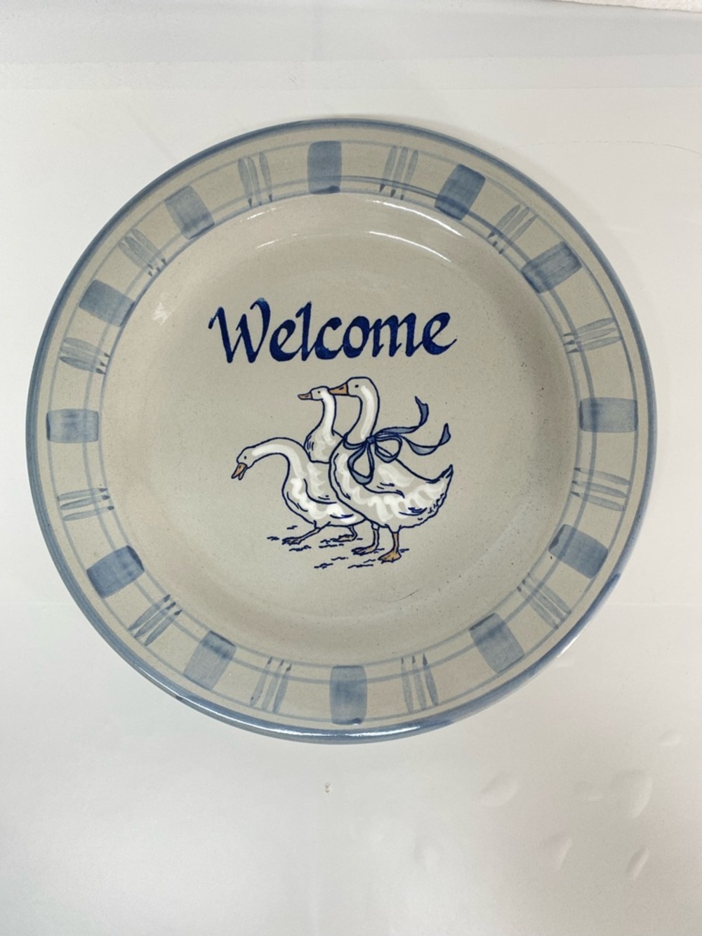 Vintage Louisville Stoneware Gaggle of Geese Welcome Dinner Plate Hand Painted